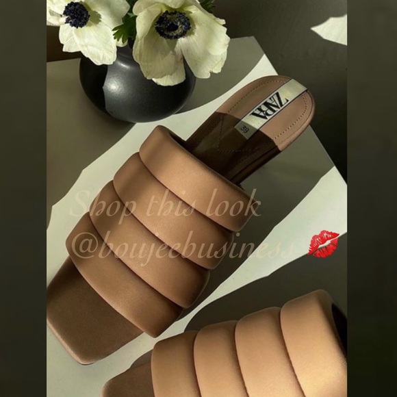ZARA Beige Quilted Sandals - Picture 2 of 10